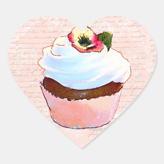 Cupcake mit Pansy Art Design Sticker (Vorderseite)