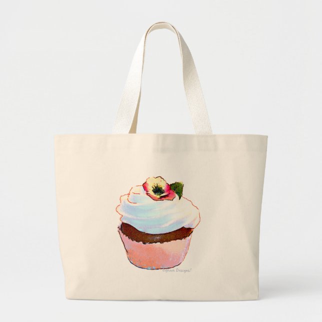 Cupcake mit Pansy Art Design Tote Tasche (Vorne)