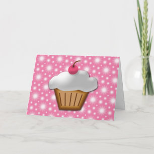 Cupcake mit rosa Kirsche obendrauf Karte