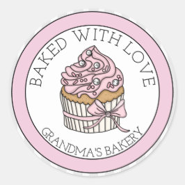 Cupcake mit Silbersprinklen | Mit Liebe gebacken Runder Aufkleber