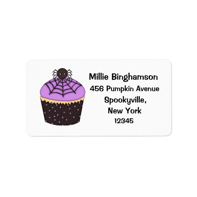 Cupcake mit Spider/WebHalloween Adressaufkleber (Vorne)