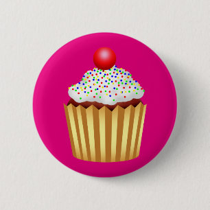 Cupcake mit Sprinklen und Cherry oben Button