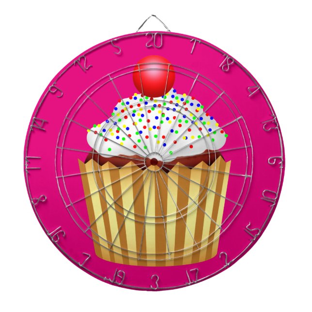 Cupcake mit Sprinklen und Cherry oben Dartscheibe (vorne)