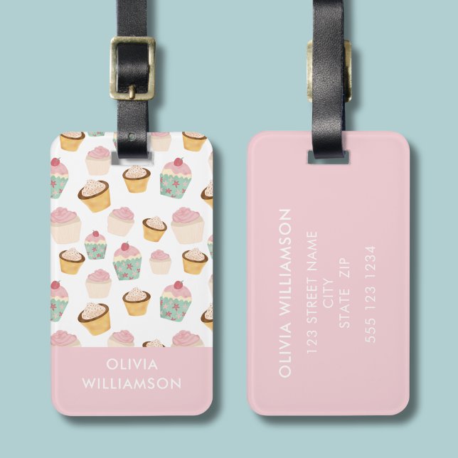 Cupcake-Muster  Gepäckanhänger (Cupcake pattern personalized luggage tag)
