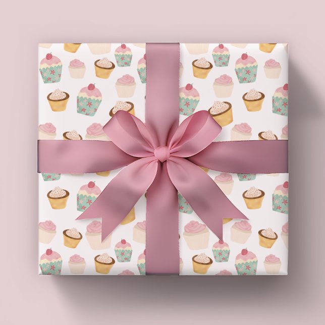 Cupcake-Muster Geschenkpapier (Cute cupcake sweet treat themed wrapping paper rolls.)