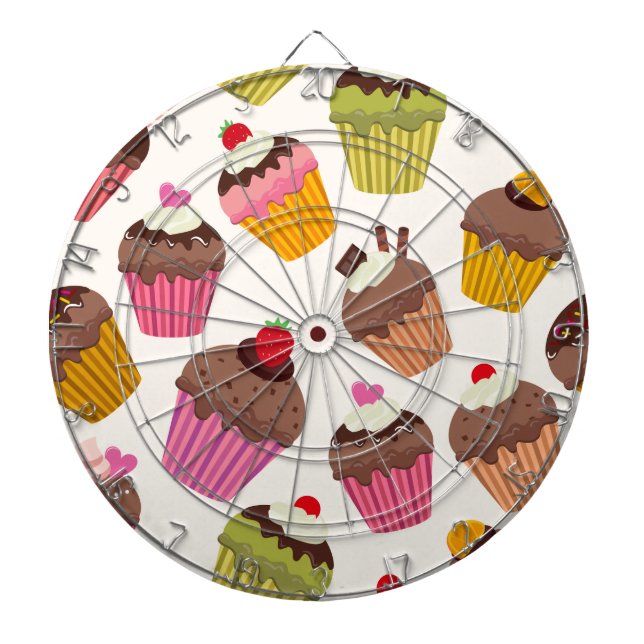 Cupcake Muster, Muffin Muster, Schokolade, Herz Dartscheibe (vorne)