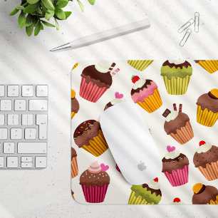 Cupcake Muster, Muffin Muster, Schokolade, Herz Mousepad