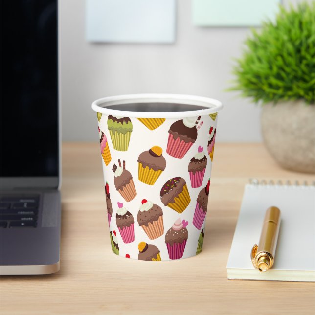 Cupcake Muster, Muffin Muster, Schokolade, Herz Pappbecher (InSitu)