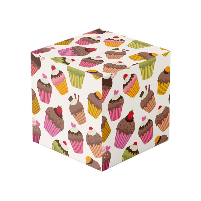 Cupcake Muster, Muffin Muster, Schokolade, Herz Würfel (Vorderseite Schrägansicht)