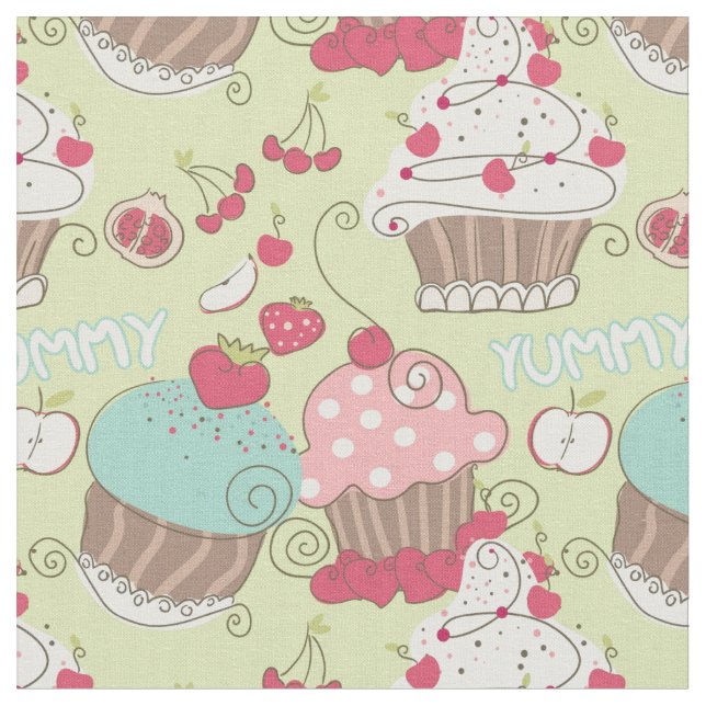 Cupcake-Muster Stoff (Nahaufnahme)