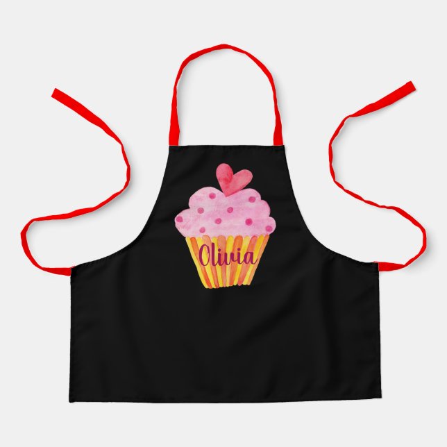 Cupcake NAME Backen benutzerdefinierte Schürze Aqu (Vorderseite)