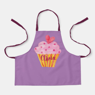 Cupcake NAME Backen Schürze lila Wasserfarbe