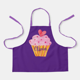 Cupcake NAME Backen Schürze lila Wasserfarbe