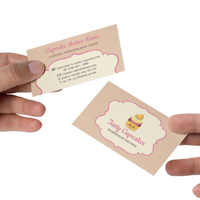 Cupcake Niedlich Baker Desserts Süßigkeiten Visitenkarte (Cupcake Cute Baker desserts sweets Business Card)