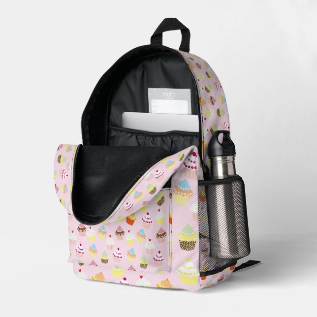 Cupcake-Party-Backpack #3 Bedruckter Rucksack (Rückseitige Ecke links (Offen) )
