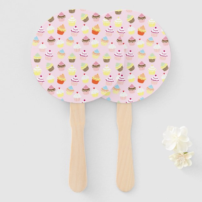 Cupcake Party Hand Fans Fächer (Vorne und Hinten)