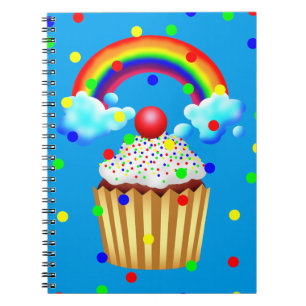 Cupcake-Party mit Regenbogen und Sprinklen Notizblock