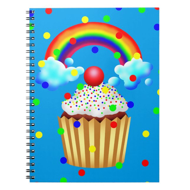 Cupcake-Party mit Regenbogen und Sprinklen Notizblock (Vorderseite)