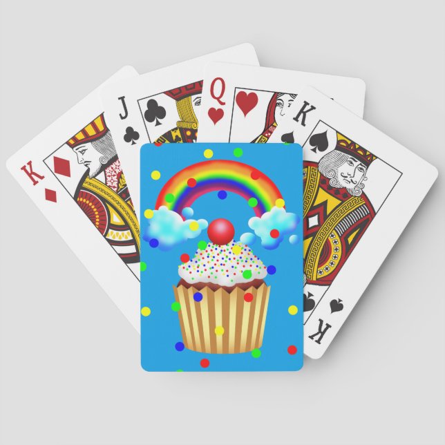 Cupcake-Party mit Regenbogen und Sprinklen Spielkarten (Rückseite)