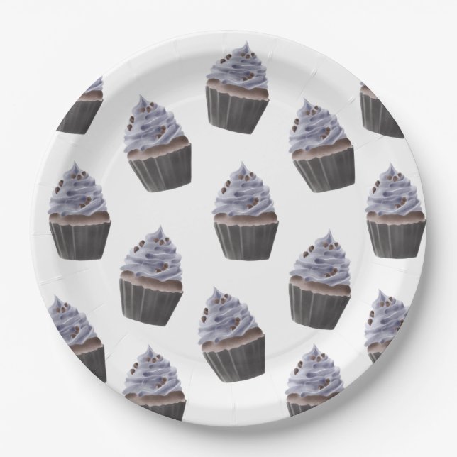 Cupcake Pattern Pappteller (Vorderseite)