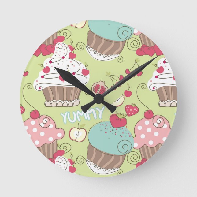 Cupcake pattern runde wanduhr (Vorderseite)