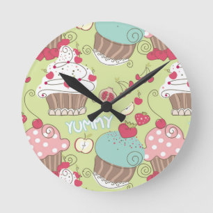 Cupcake pattern runde wanduhr