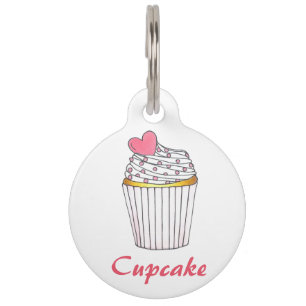 Cupcake Pink Heart Cake Personalisiert Pet Tag Tiermarke
