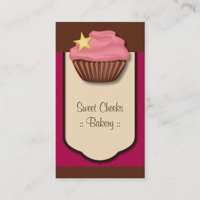 Cupcake Pink Magenta Braun Vertikale Visitenkarte (Vorderseite)