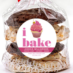 Cupcake Pink Red Gold Pastry Köche Bake Bold Type Runder Aufkleber