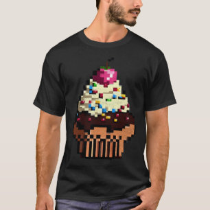 Cupcake Pixel 8 Bit Retro Hungry Byte Spiel Kuchen T-Shirt