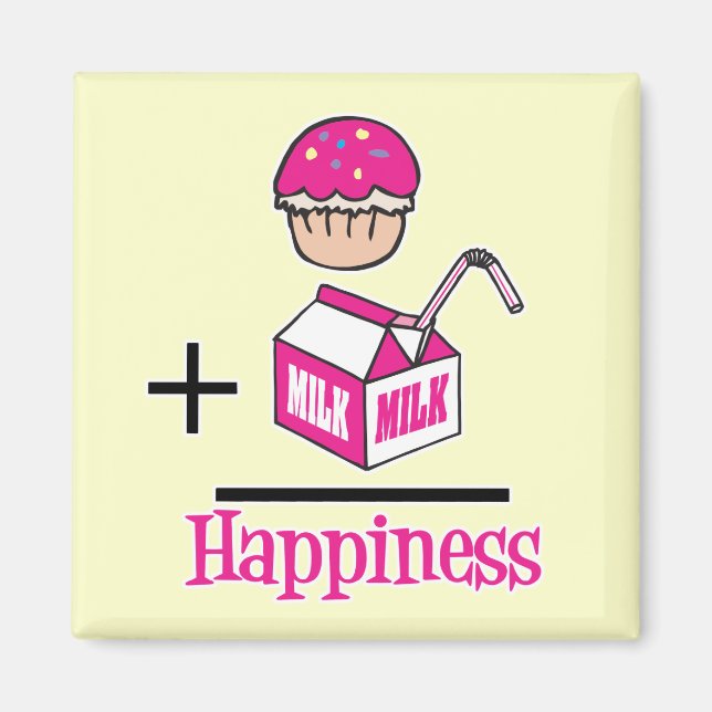 Cupcake Plus Milchglücklichkeit Magnet (Vorne)