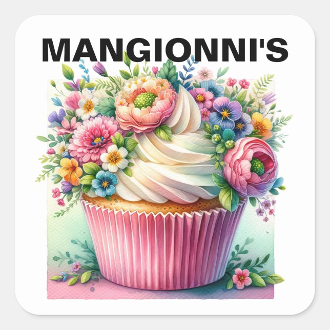Cupcake Quadratischer Aufkleber (Vorderseite)