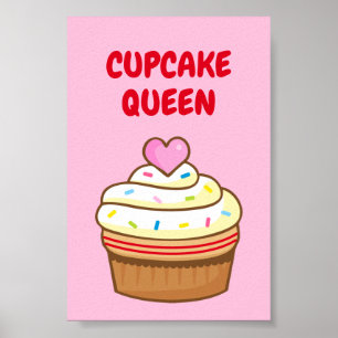 Cupcake Queen Backen NAME Schild Poster
