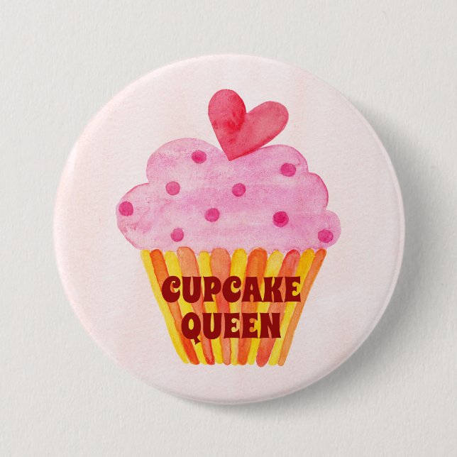 Cupcake Queen Water Color Backwettbewerb Button (Vorderseite)