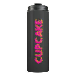 Cupcake Rosa Text Benutzerdefiniert Schwarz Thermosbecher