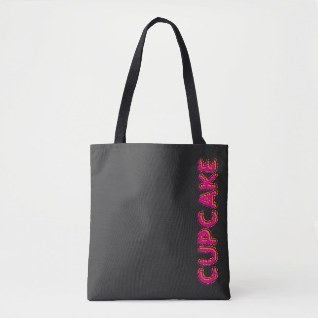 Cupcake Rosa Text Custom Schwarz  Tasche (Vorderseite)