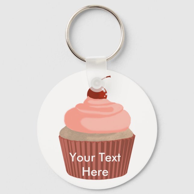 Cupcake-Rosa und Rot Schlüsselanhänger (Vorderseite)