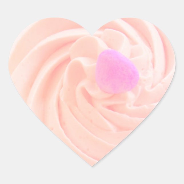 Cupcake rosa Zuckerguss Süßigkeiten Herz niedlich Herz-Aufkleber (Vorderseite)