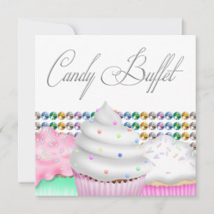 Cupcake Rose Candy Buffet Party Invitation