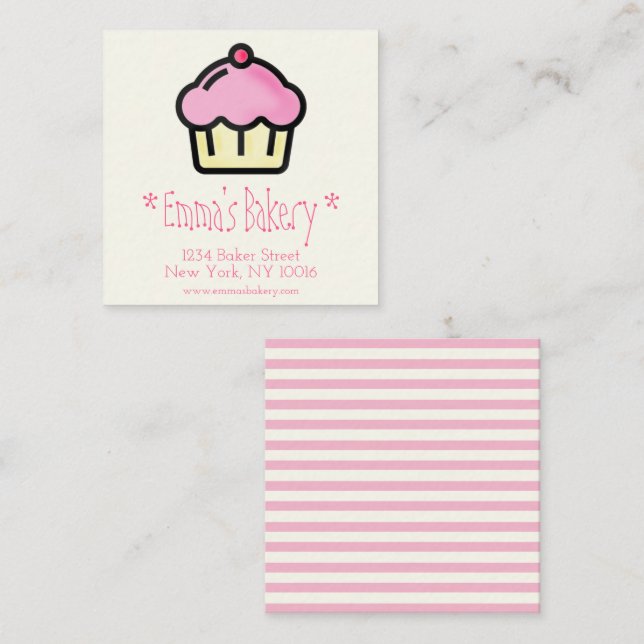 Cupcake rose - Cartes de visite de boulangerie per (Devant / Derrière)