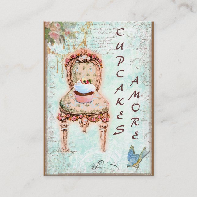 Cupcake rose et Cartes de visite Roses (Devant)