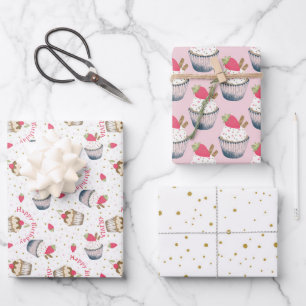 Cupcake rose Feuilles d'enveloppement d'anniversai