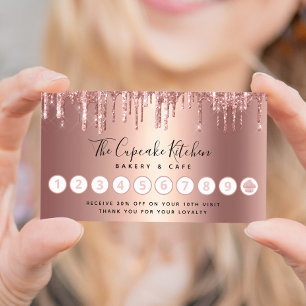 Cupcake Rose Gold Glitter Tropfen Bäckerei Kondito Treuekarte