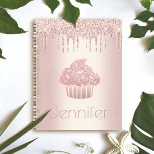 Cupcake Rose Gold Glitzer Tropfen Name glac modern Notizbuch