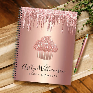 Cupcake Rose Gold Kupfer Glitter Tropfen Bäckerei Notizbuch