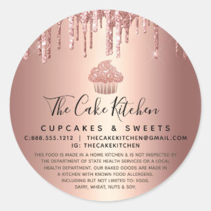 Cupcake Rose Gold Tropfen Bäckerei Konditorei Chef Runder Aufkleber