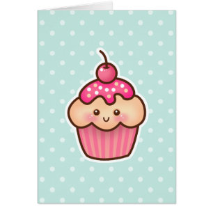 Cupcake rose Kawaii et Pois bleu Mint