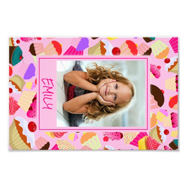 Cupcake rose vif - Photo personnalisée (Devant)