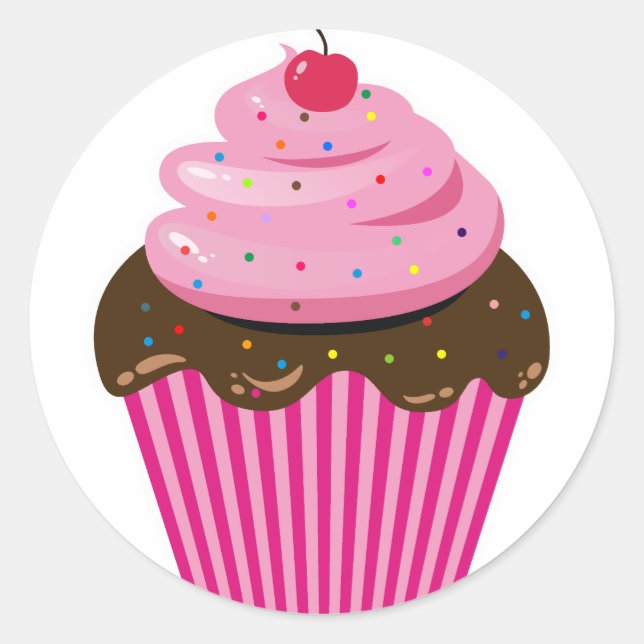 Cupcake Runder Aufkleber (Vorderseite)