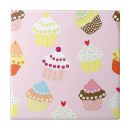 Cupcake Seamless Pattern Pastell Niedliche Keramik Fliese
